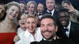 Oscar night selfie by Ellen and company.